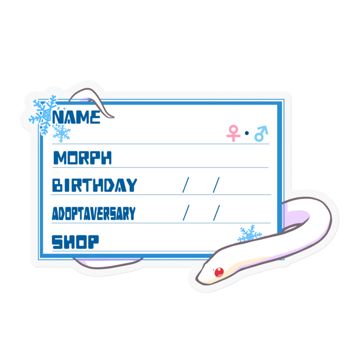 【🐍お名前ステッカー】コーンスネーク(ブリザード)-雪(英語)