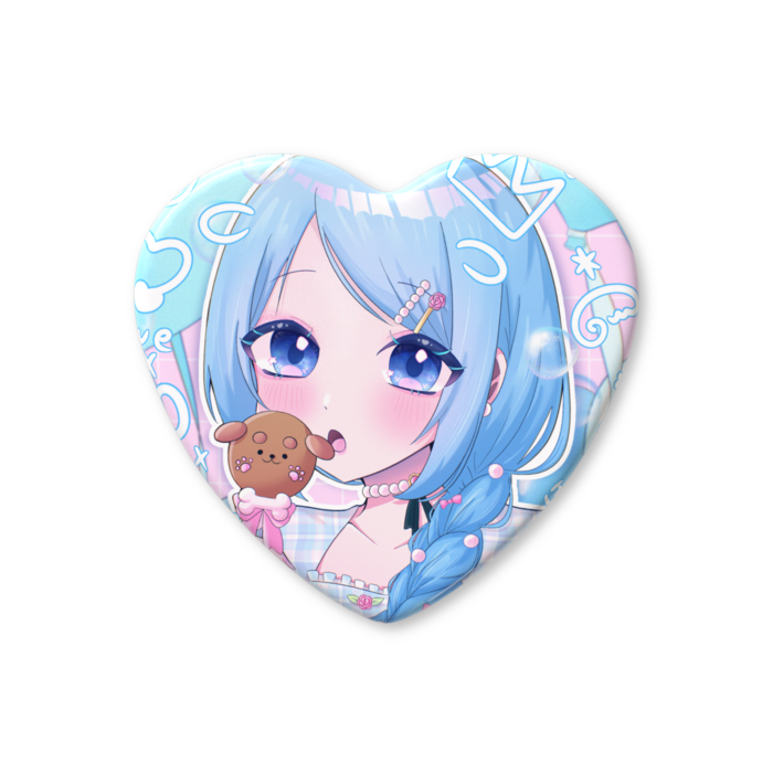 ハート缶バッジ - 57 × 52.5mm