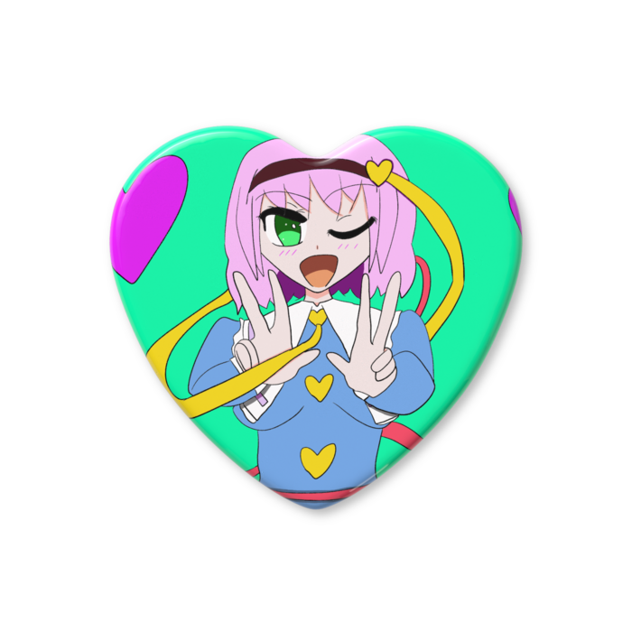 ハート缶バッジ - 57 × 52.5mm