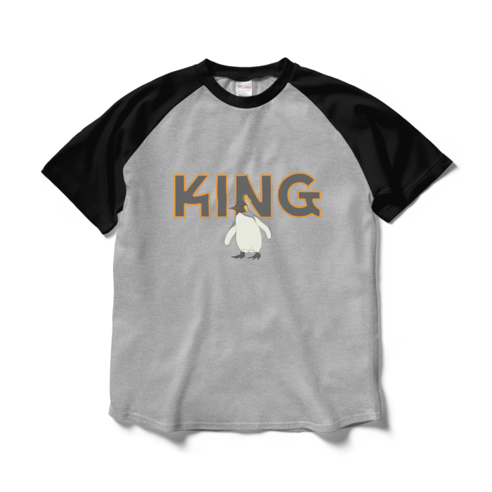 ラグランTシャツ - L - 杢グレー×ブラック