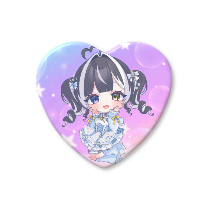ハート缶バッジ - 57 × 52.5mm