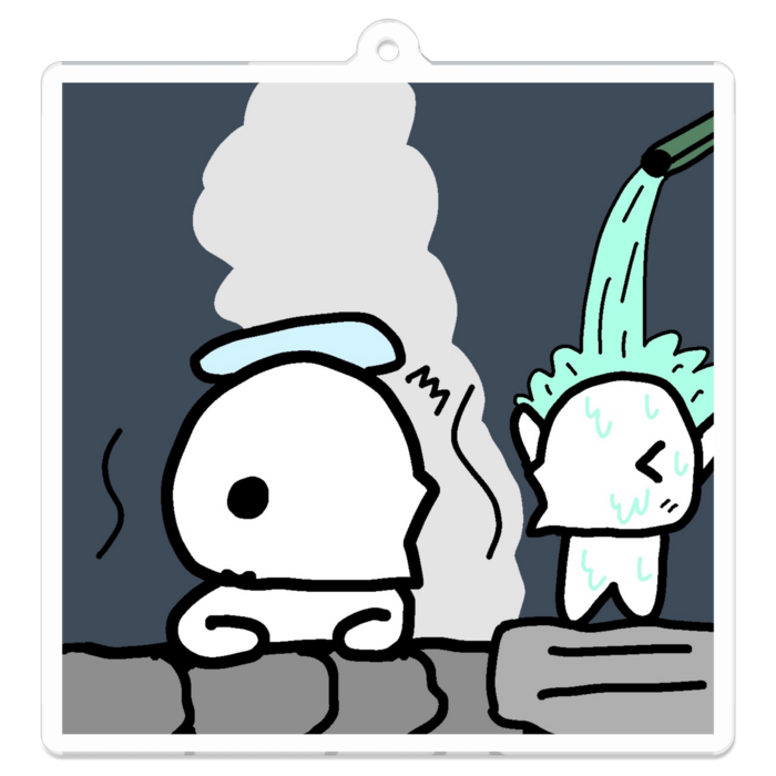 アクリルキーホルダー - 70 x 70 (mm) - 打たせ湯もしくは滝湯