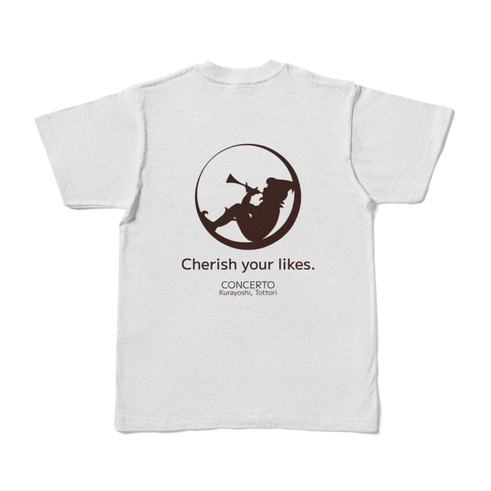 背面プリントTシャツ-アッシュ(S)