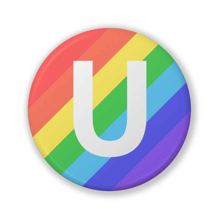 【U（ユー）】〈レインボー・ストライプ〉缶バッジ- 32mm