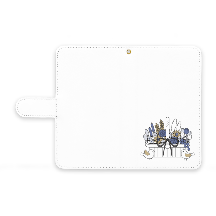 手帳型AndroidケースA　ストラップ穴あり　白色（ホワイト）　M（中）