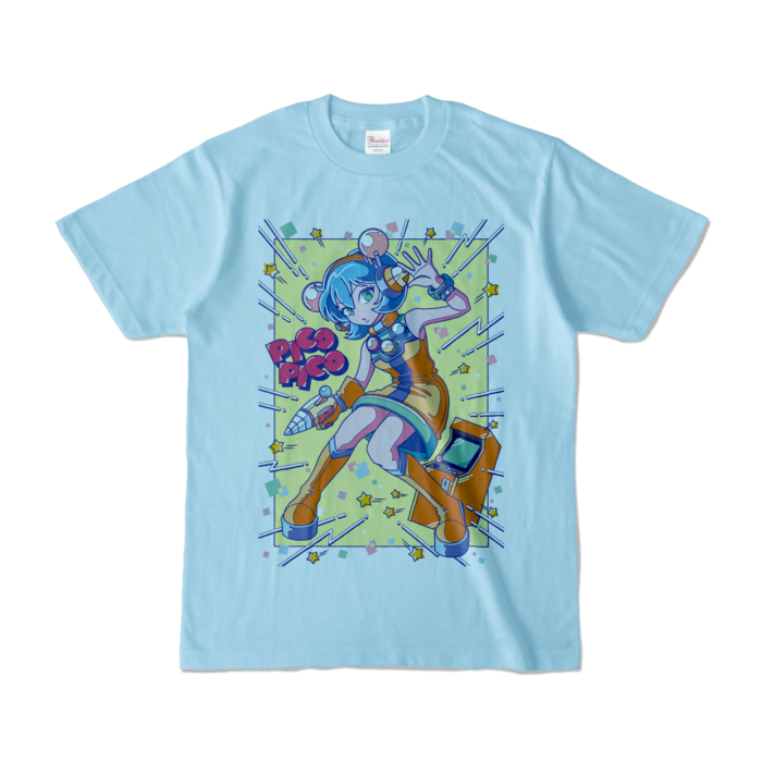 80sレトロポップ「ピコナ」TシャツTシャツ - S - ライトブルー (淡色)