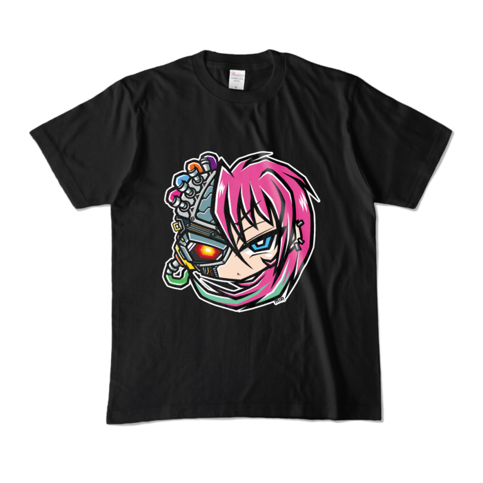 "Tekko〜CyberGirl" T-shirts/「鉄子〜サイバーガール」カラーTシャツ - M - ブラック (濃色)