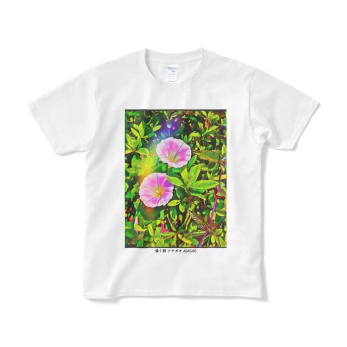 囁く朝 アサガオ ASAGAO デザイナーTシャツ - S - ホワイト