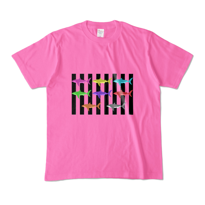 (ブラック)カラーTシャツ - M - ピンク (濃色)(5)