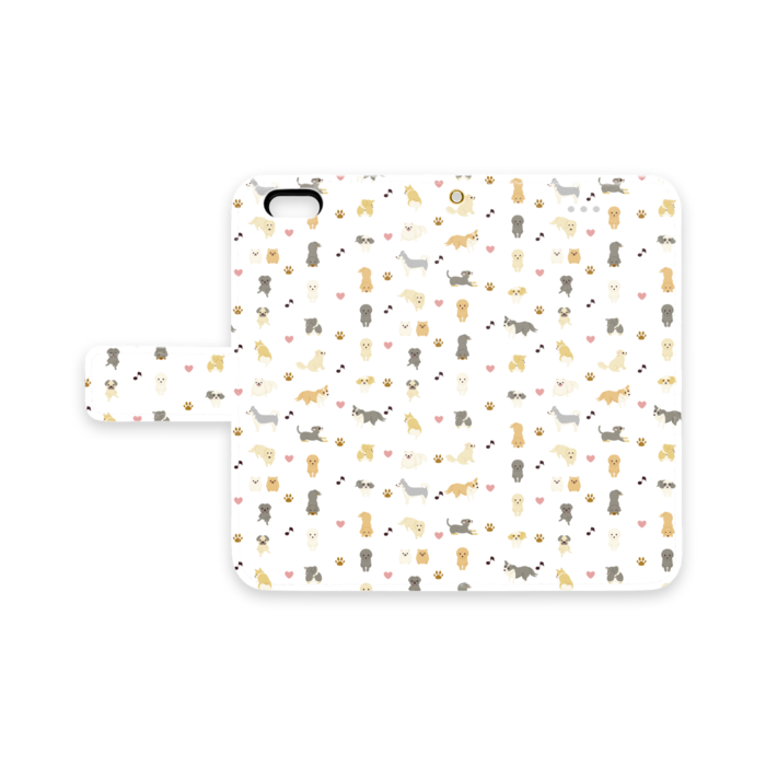 手帳型iPhoneケース　iPhone 6 / 6s　ベルトあり＋穴あり　白