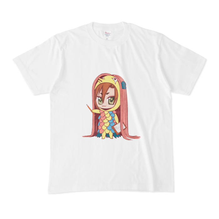 Tシャツ - M - 白_こたアマビエちゃん(前面)