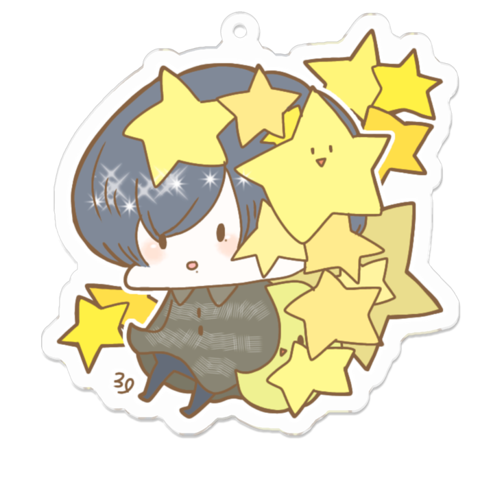 黒色アクリルキーホルダー - 70 x 70 (mm)