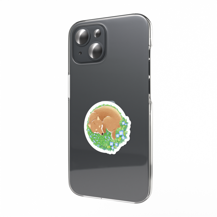  柴犬さんと花便りｽﾏﾎｽﾃｯｶｰ -瑠璃唐草・弥生(3月)-