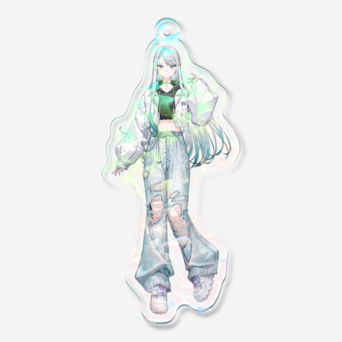 ホログラムアクリルキーホルダー（クリスタル）- 70 × 70mm