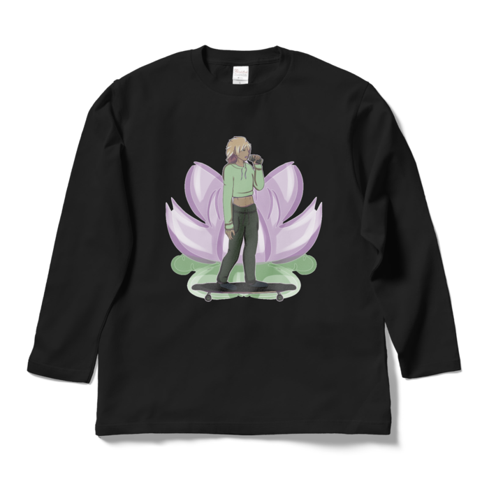 ロングスリーブTシャツ - L - ブラック　背景付き