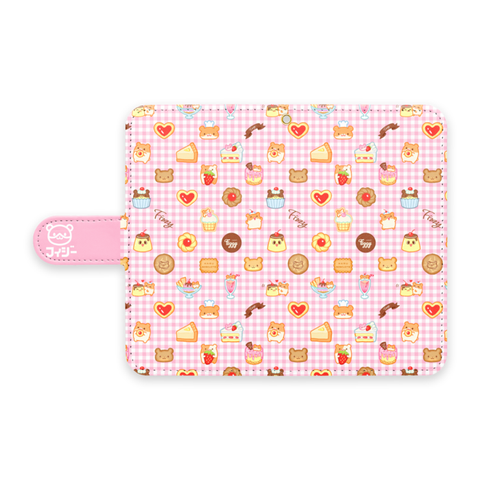 手帳型Androidケース - S - ストラップ穴 あり(ピンク)