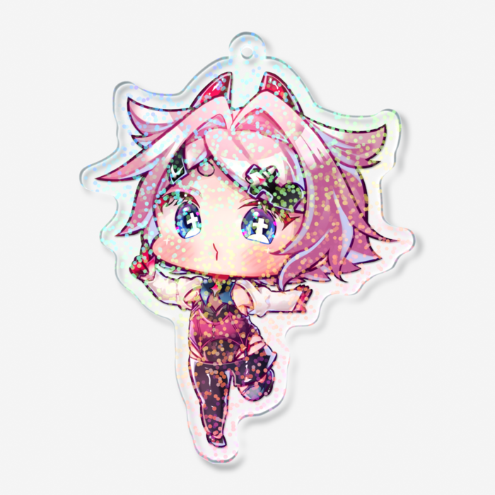 (描き下ろしイラスト)ホログラムアクリルキーホルダー - 70 × 70mm