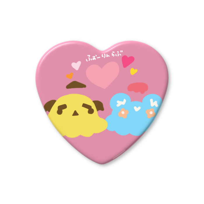 ハート缶バッジ ピンク‐レナユリア- 57 × 52.5mm