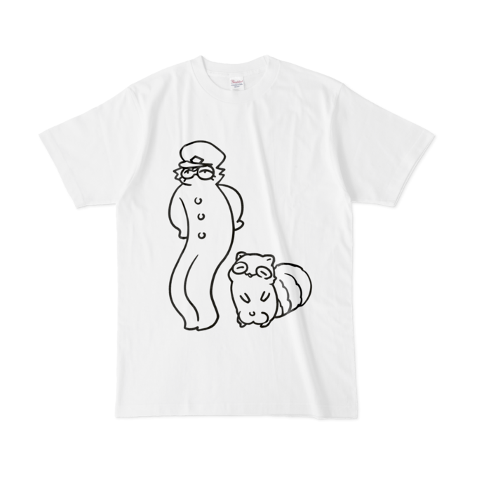Tシャツ - L - 白(鶴多とタヌキ大)