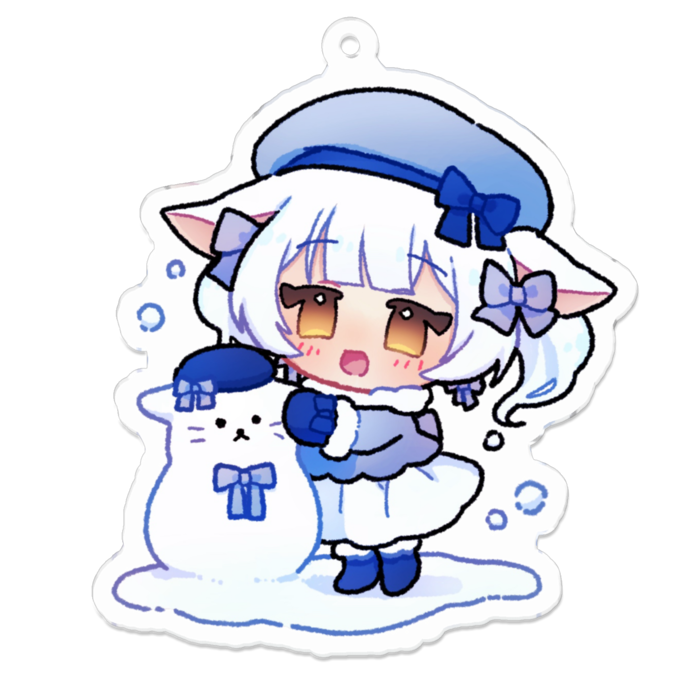 青【雪遊び 通常】アクリルキーホルダー - 70 x 70 (mm)