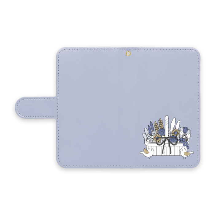 手帳型AndroidケースA　ストラップ穴あり　くすみブルー　S（小）