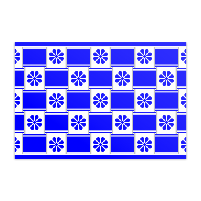 八枚花＆リボン重ねポストカード(ブルー系)