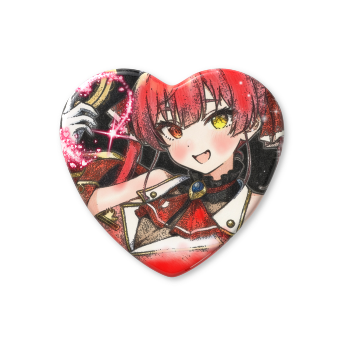 ハート缶バッジ - 57 × 52.5mm