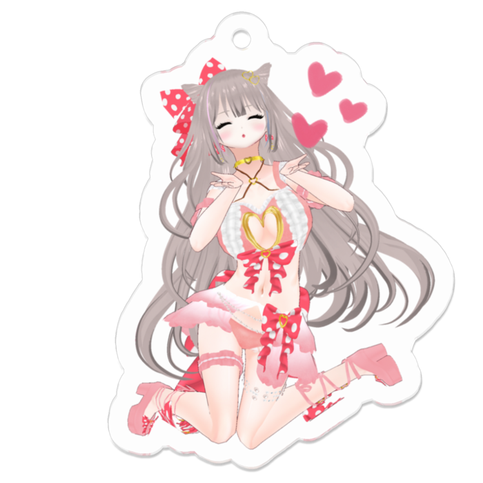 目を閉じてꔛ♡Pink ver.キーホルダー(通常版)(closed eyes♡Pink ver.keychain standard)- 50 x 50 (mm)(2)