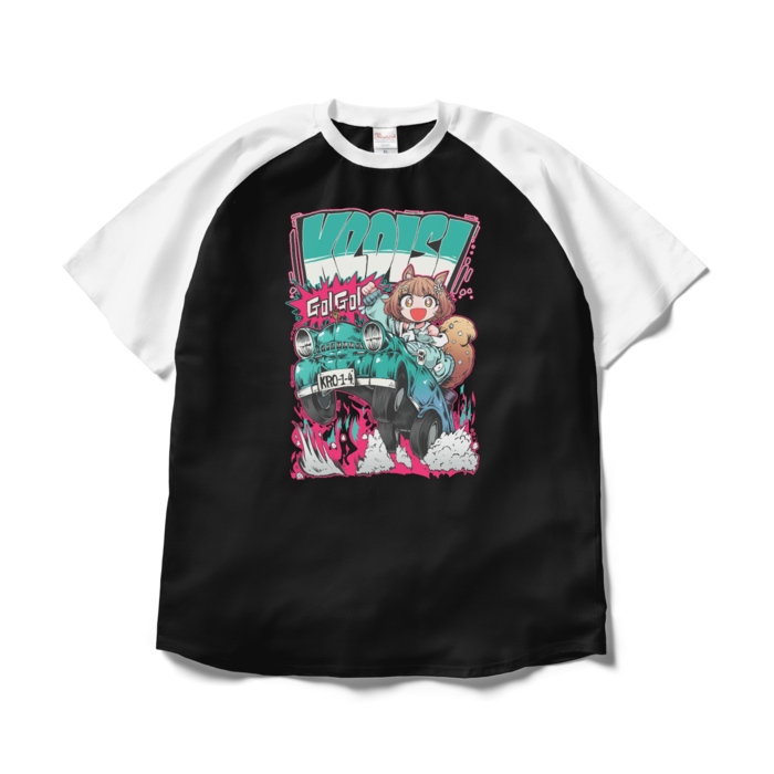 ラグランTシャツ - XL - ブラック×ホワイト