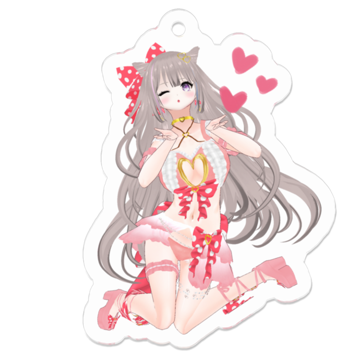 ウィンク♡Pink ver.キーホルダー(裏面コーティング)(Wink♡Pink ver.keychain back side coated)- 50 x 50 (mm)
