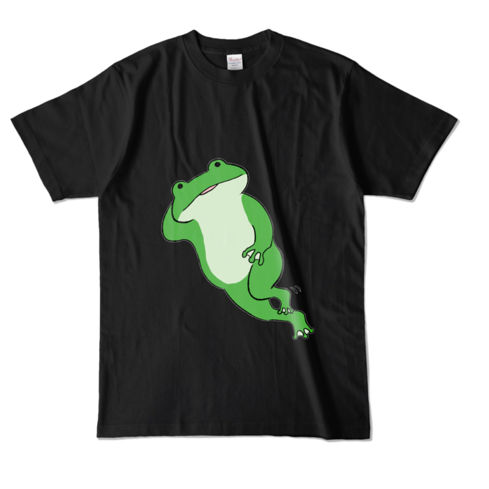 だらだらかえるTシャツ - L - ブラック (濃色)