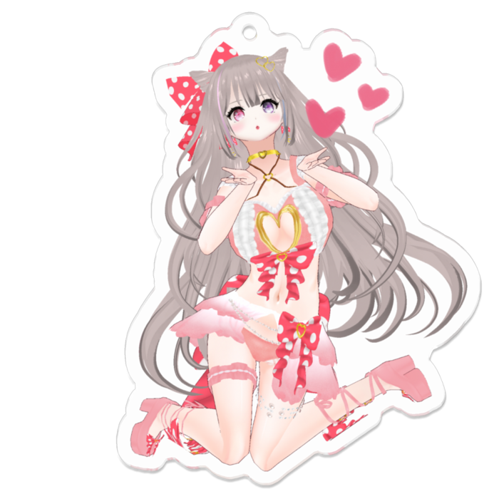 見つめながら...❤︎Pink ver.キーホルダー(通常版)(To stare♡Pink ver.keychain standard)- 70 x 70 (mm)(1)