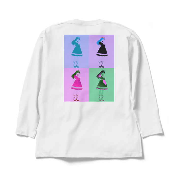 白ロングスリーブTシャツ - XL - (紫模様)