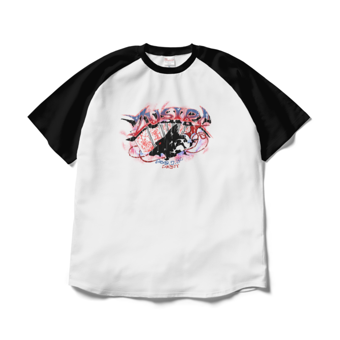 ラグランTシャツ - XL - ホワイト×ブラック