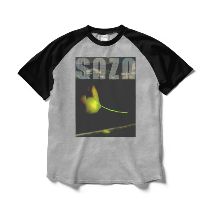 ラグランTシャツ - L - 杢グレー×ブラック