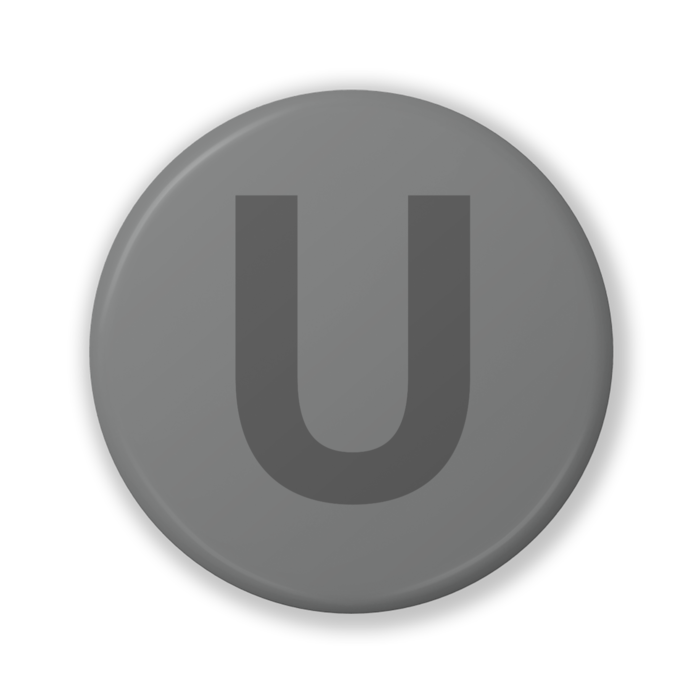 【U(ユー)】〈グレー〉缶バッジ- 32mm