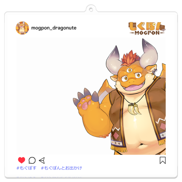 おでかけアクリルキーホルダー:もぐぽん いつもの姿 - 100 x 100 (mm)