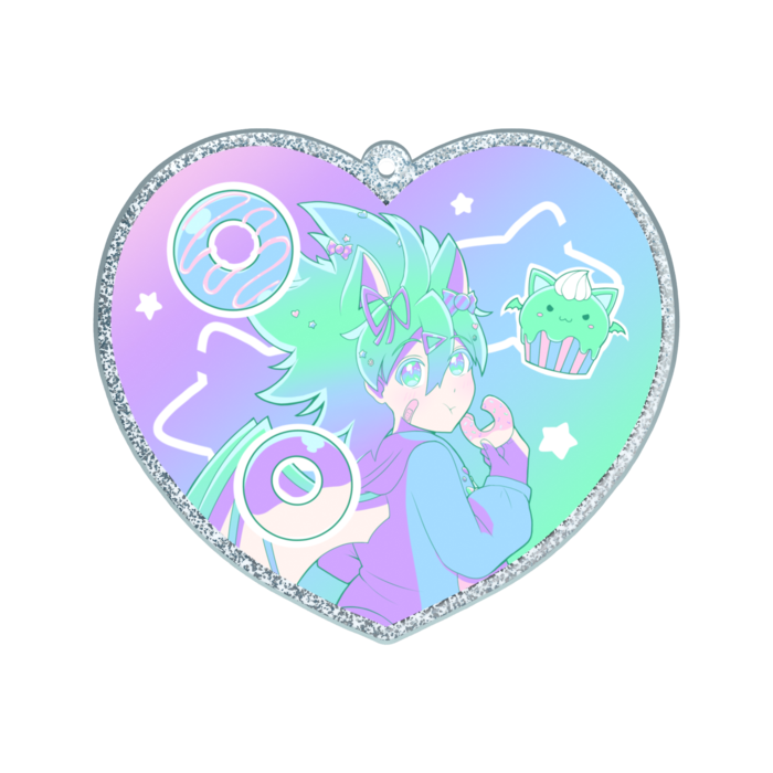 ラメアクリルキーホルダー - 70 × 70mm - スカイ