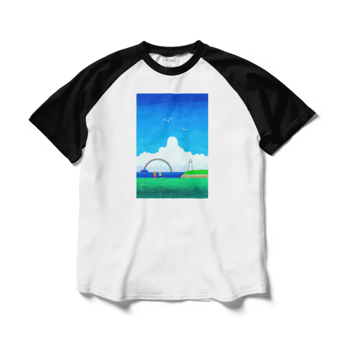 ラグランTシャツ - L - ホワイト×ブラック