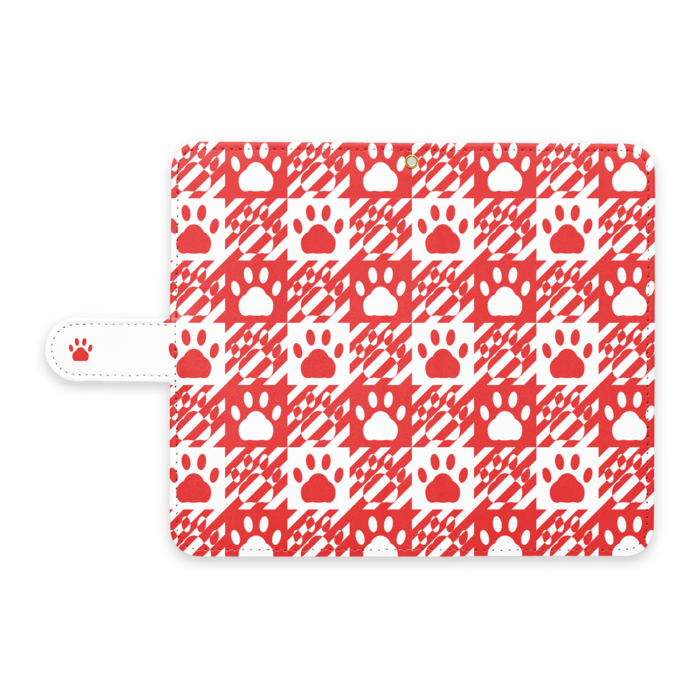 にくきゅうスマホカバーLサイズ レッド ストラップ穴 あり