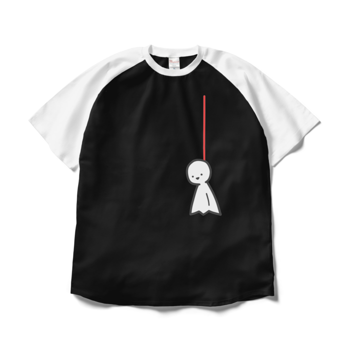 ラグランTシャツ - XL - ブラック×ホワイト