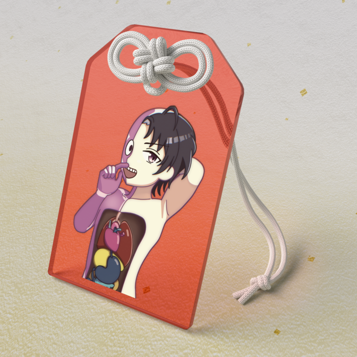 アクリルお守り　50 × 80mm　理科室の動く人体模型