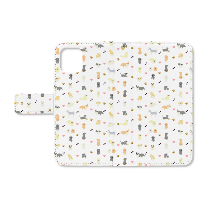 手帳型iPhoneケース　iPhone 11　ベルトあり＋穴あり　白