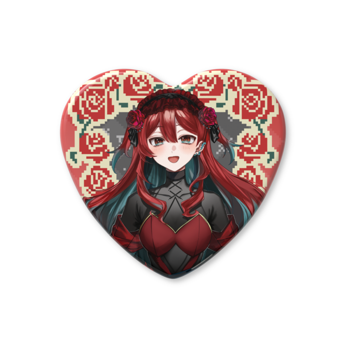 ハート缶バッジ - 57 × 52.5mm