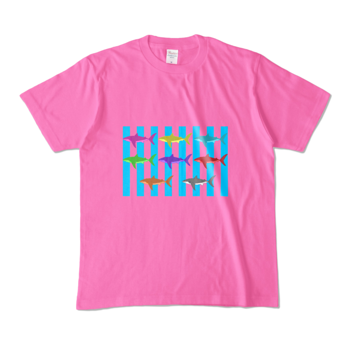 (ブルー)カラーTシャツ - M - ピンク (濃色)(3)