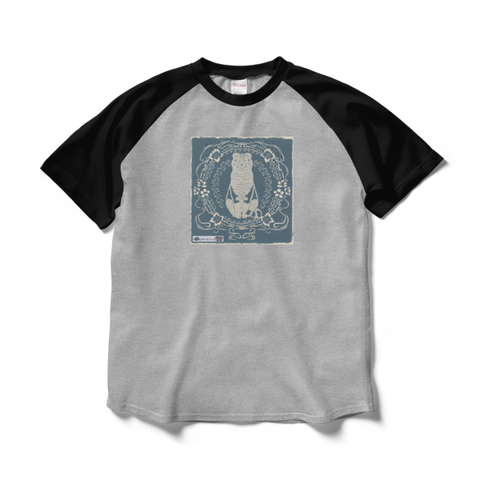 ラグランTシャツ - L - 杢グレー×ブラック