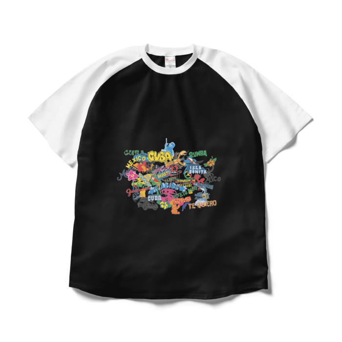 ラグランTシャツ - XL - ブラック×ホワイト