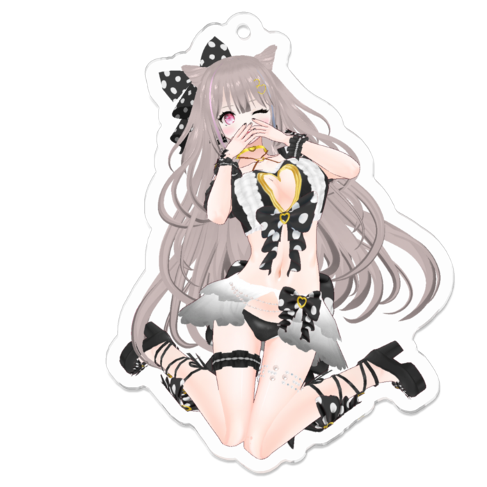 恥ずかしがり♡Black ver.アクリルキーホルダー(通常版)(embarrassing♡Black ver. keychain standard)- 70 x 70 (mm)