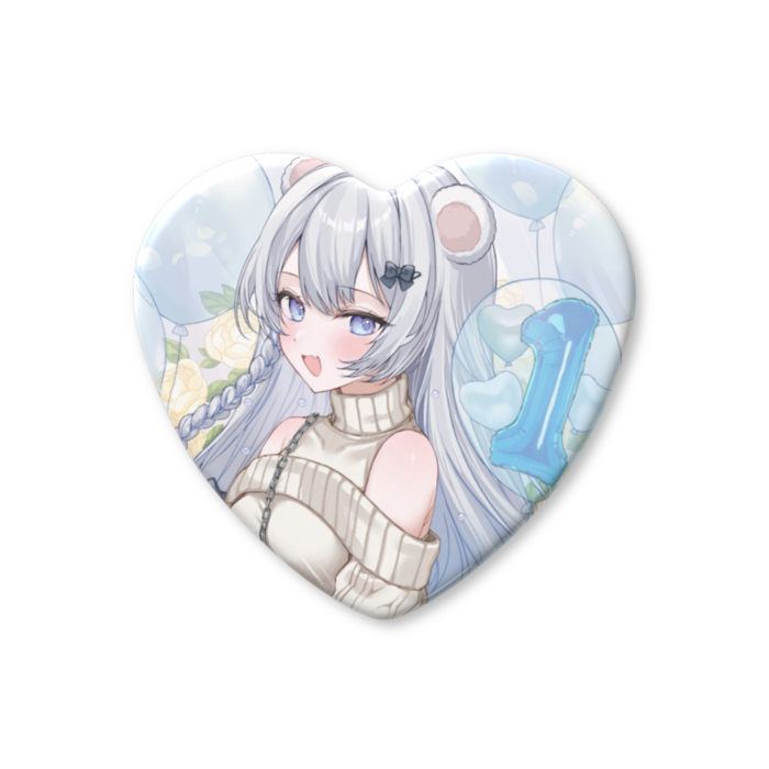 ハート缶バッジ - 57 × 52.5mm