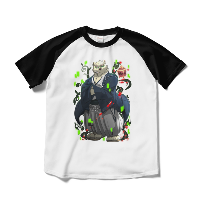 ラグランTシャツ - M - ホワイト×ブラック